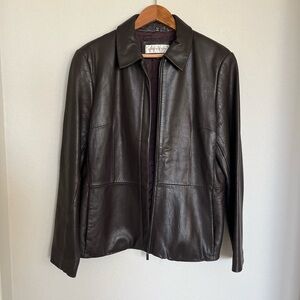 VTG Jones New York Blazer/Jacket Womens XL Dark Brown Genuine Leather Lined